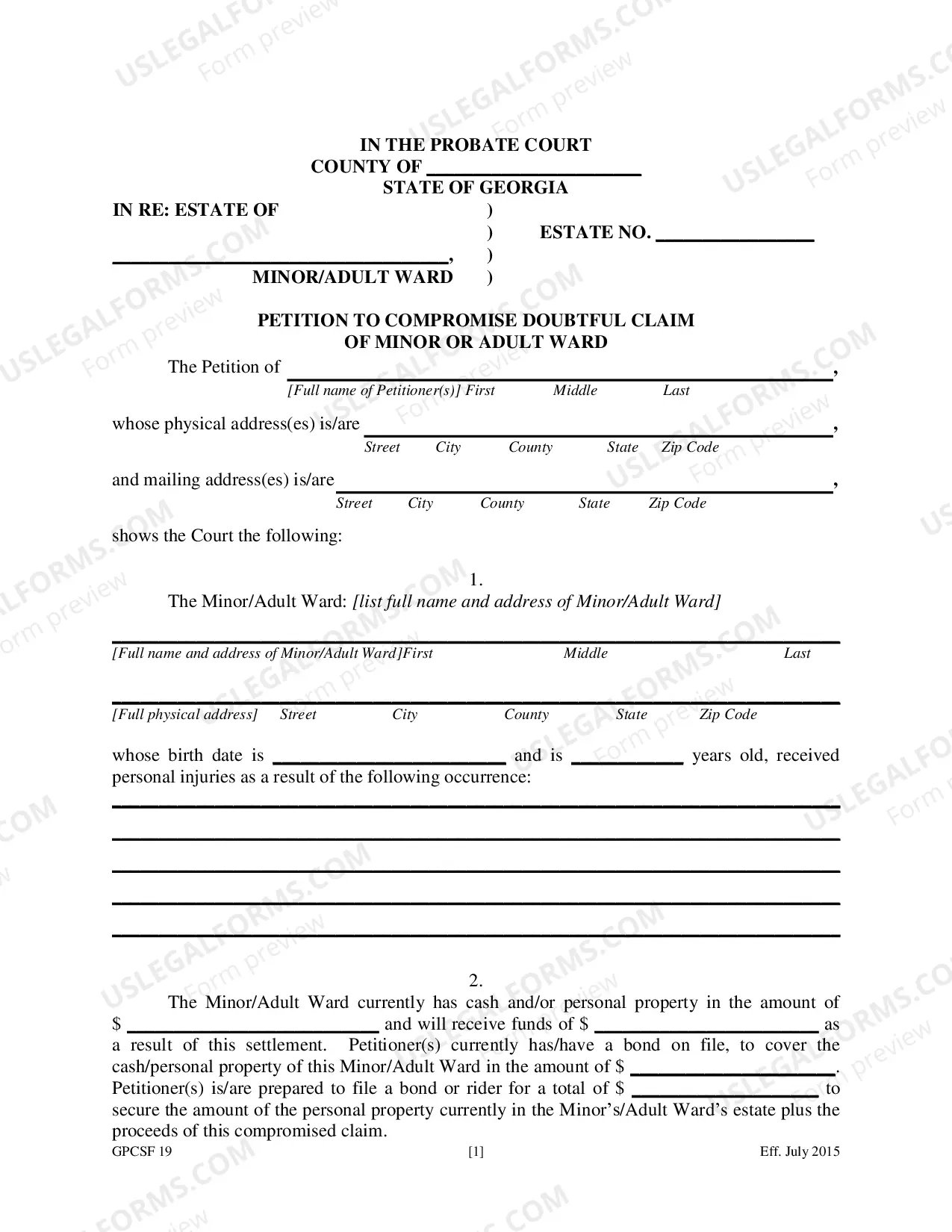 Preview Petition to Compromise Doubtful Claim of Minor or Ward
