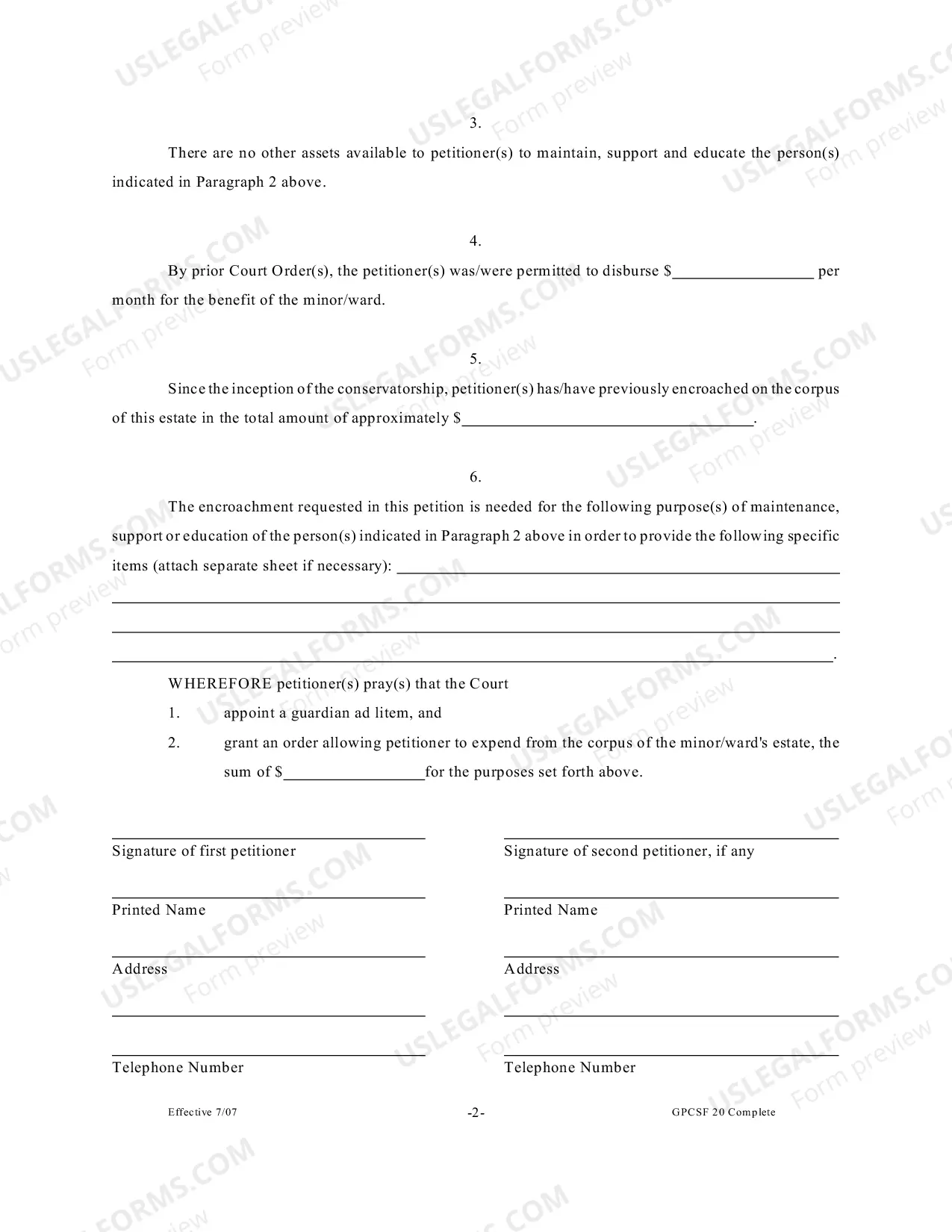 Preview Petition for Leave to Encroach on Corpus