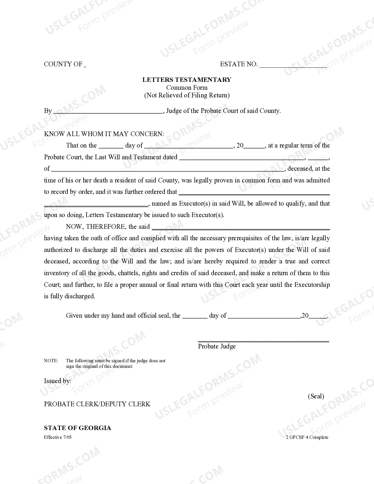 Preview Petition to Probate Will in Common Form
