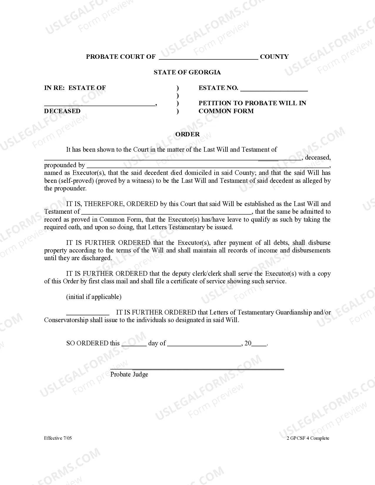 Preview Petition to Probate Will in Common Form