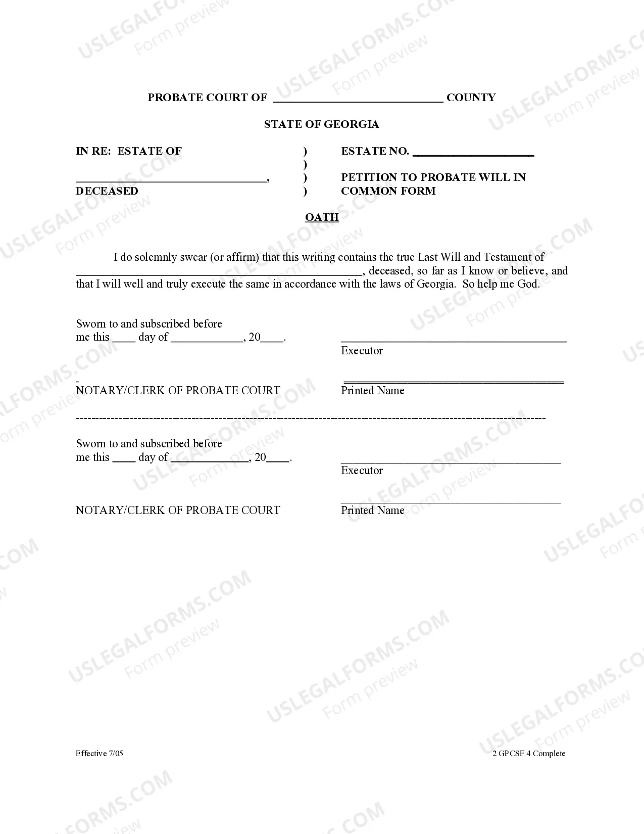 Preview Petition to Probate Will in Common Form