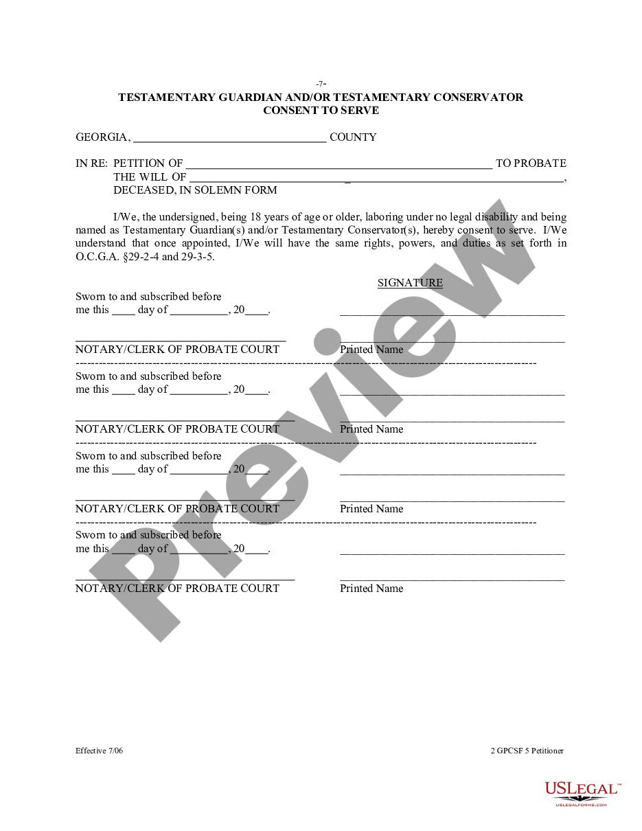 Georgia Fillable Probate Forms Printable Forms Free Online