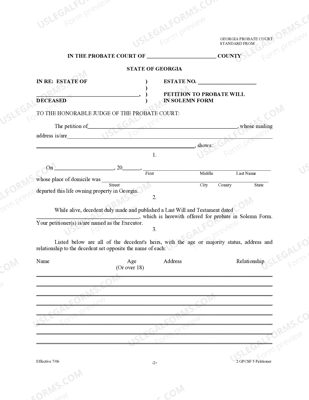 Preview Petition to Probate Will in Solemn Form