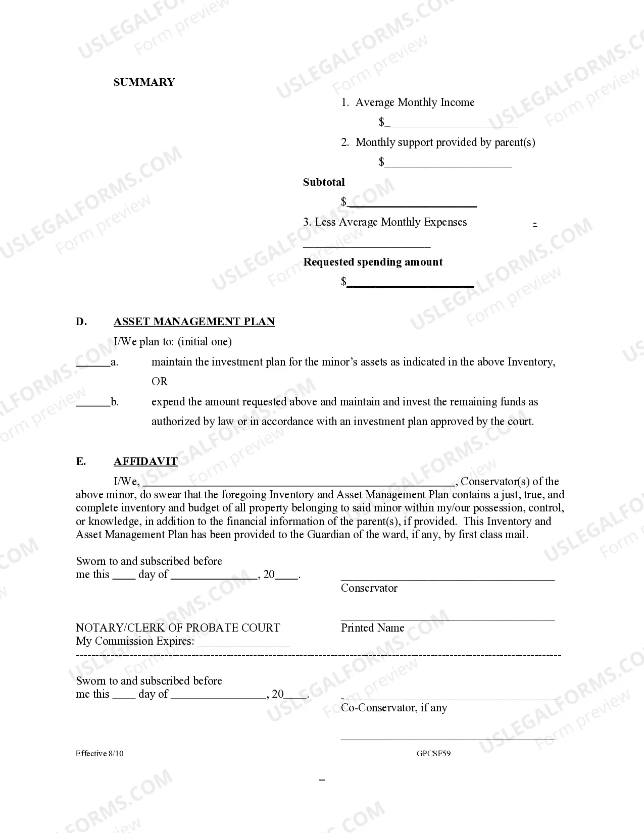 Preview Minor Conservator Inventory and Asset Management Plan