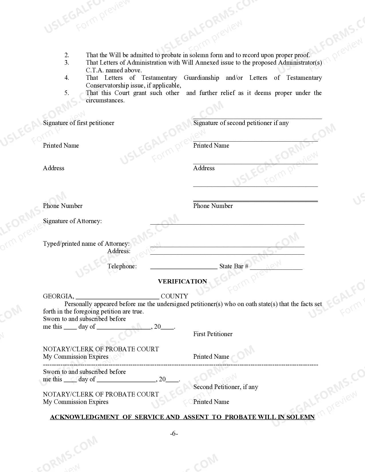 Preview Petition to Probate Will in Solemn Form and for Letters of Administration with Will Annexed