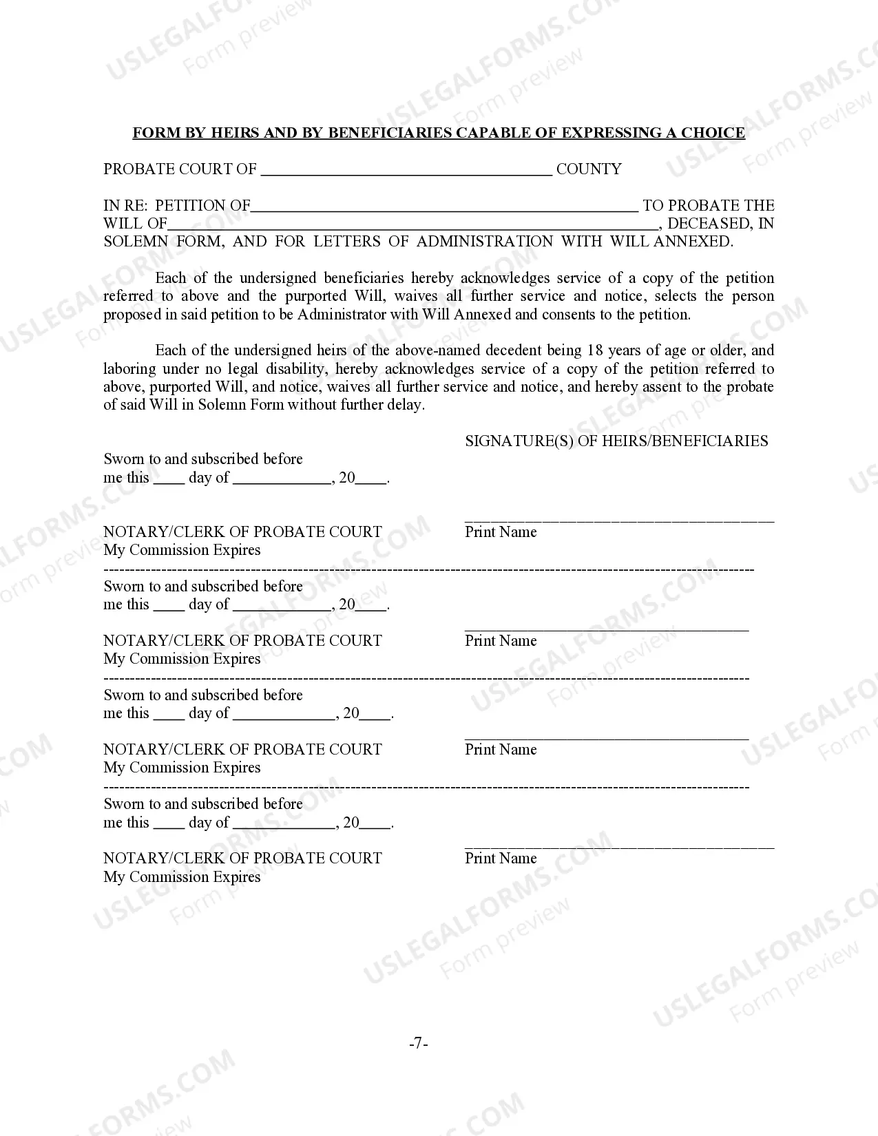 Preview Petition to Probate Will in Solemn Form and for Letters of Administration with Will Annexed