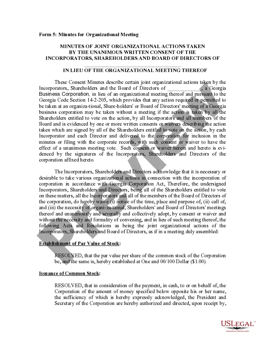 Preview Minutes for Organizational Meeting