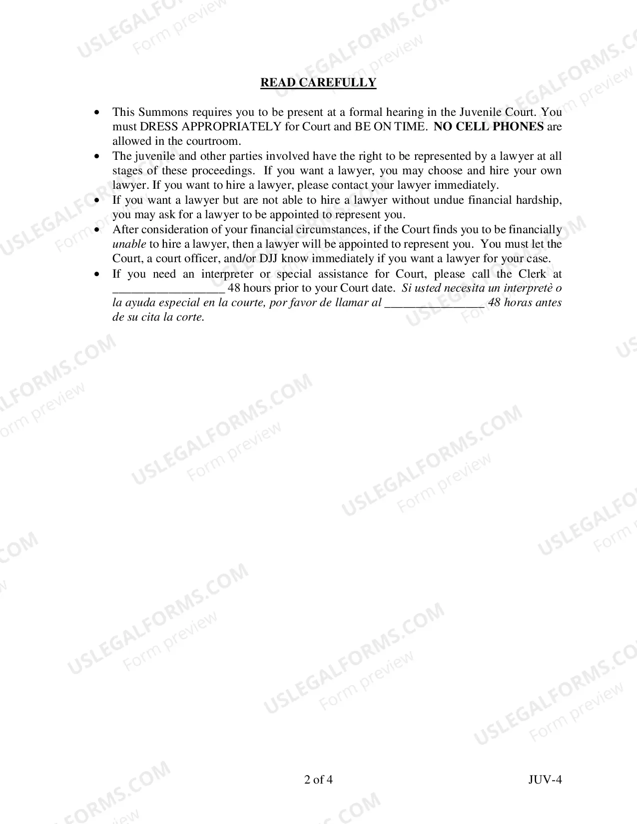 Preview Summons and Process