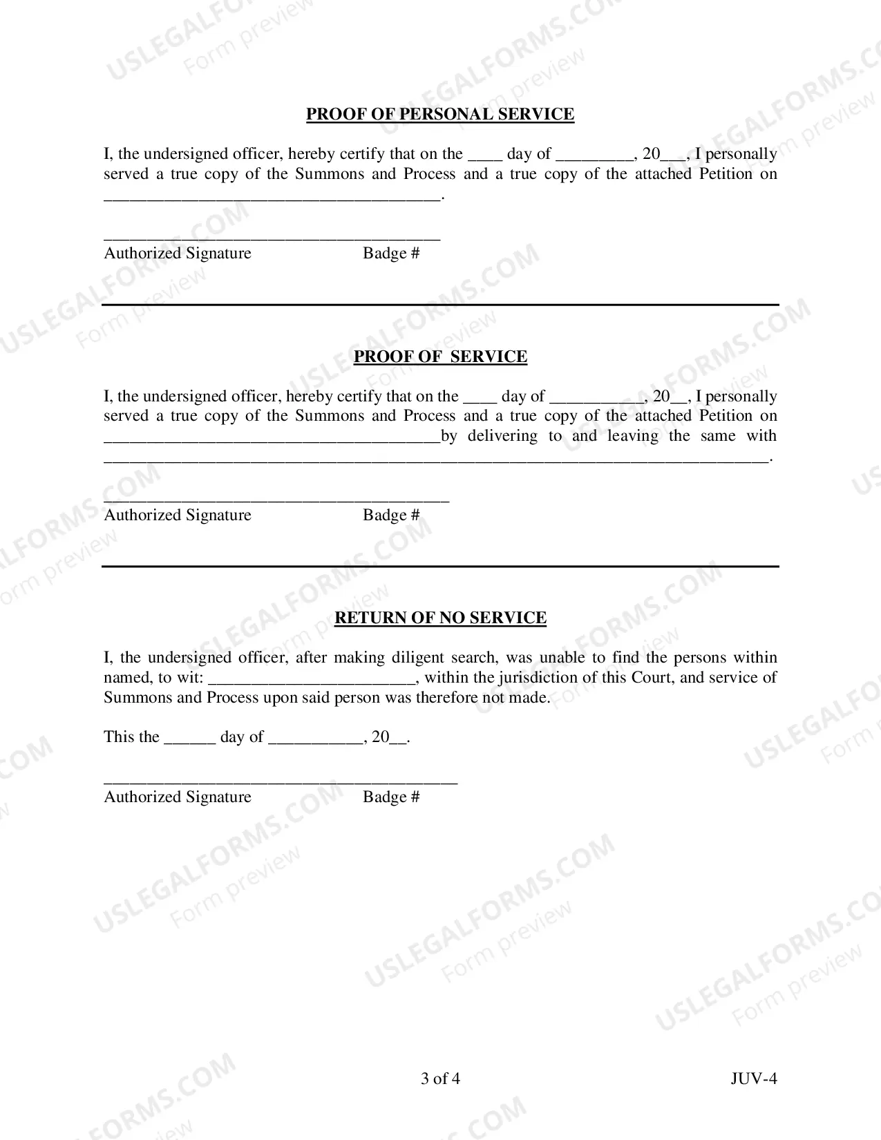 Preview Summons and Process
