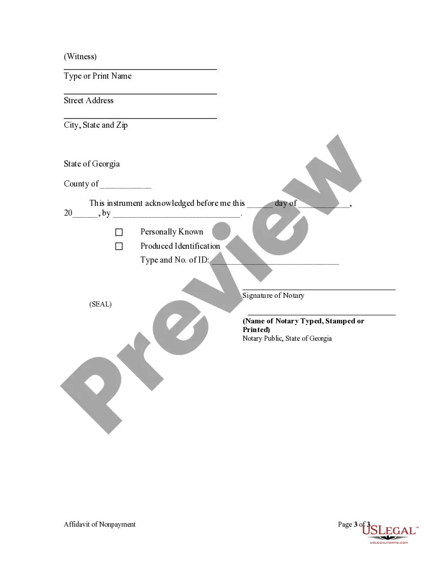Preview Affidavit of Nonpayment by Mechanic or Subcontractor Sect. 44-14-366 - Individual