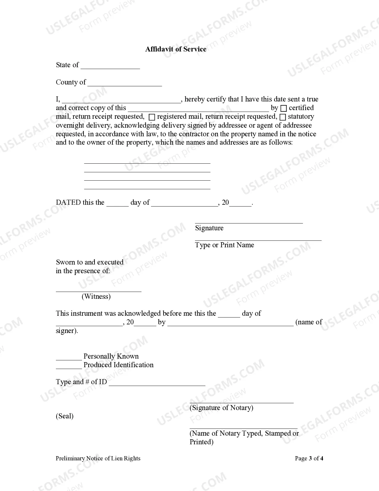 Preview Preliminary Notice of Lien Rights Sect.44-14-361.3 - Corporation or LLC