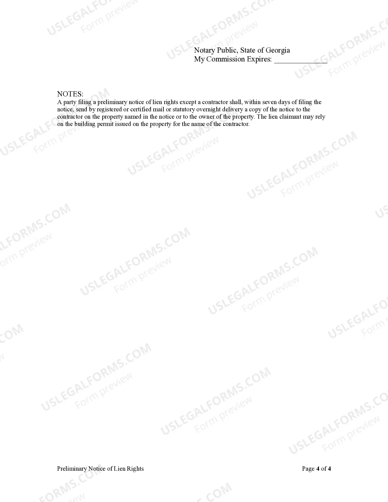 Preview Preliminary Notice of Lien Rights Sect.44-14-361.3 - Corporation or LLC