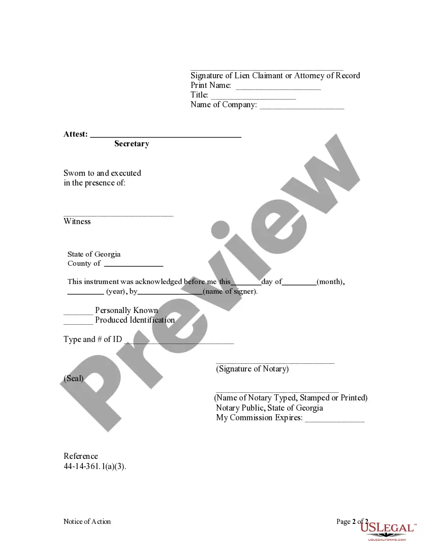 Preview Notice of Action - Corporation