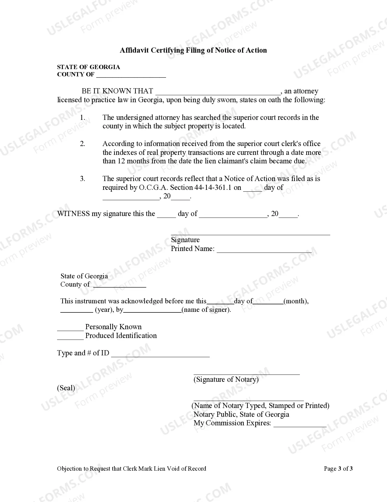 Preview Objection to Request that Clerk Mark Lien Void of Record - Corporation or LLC