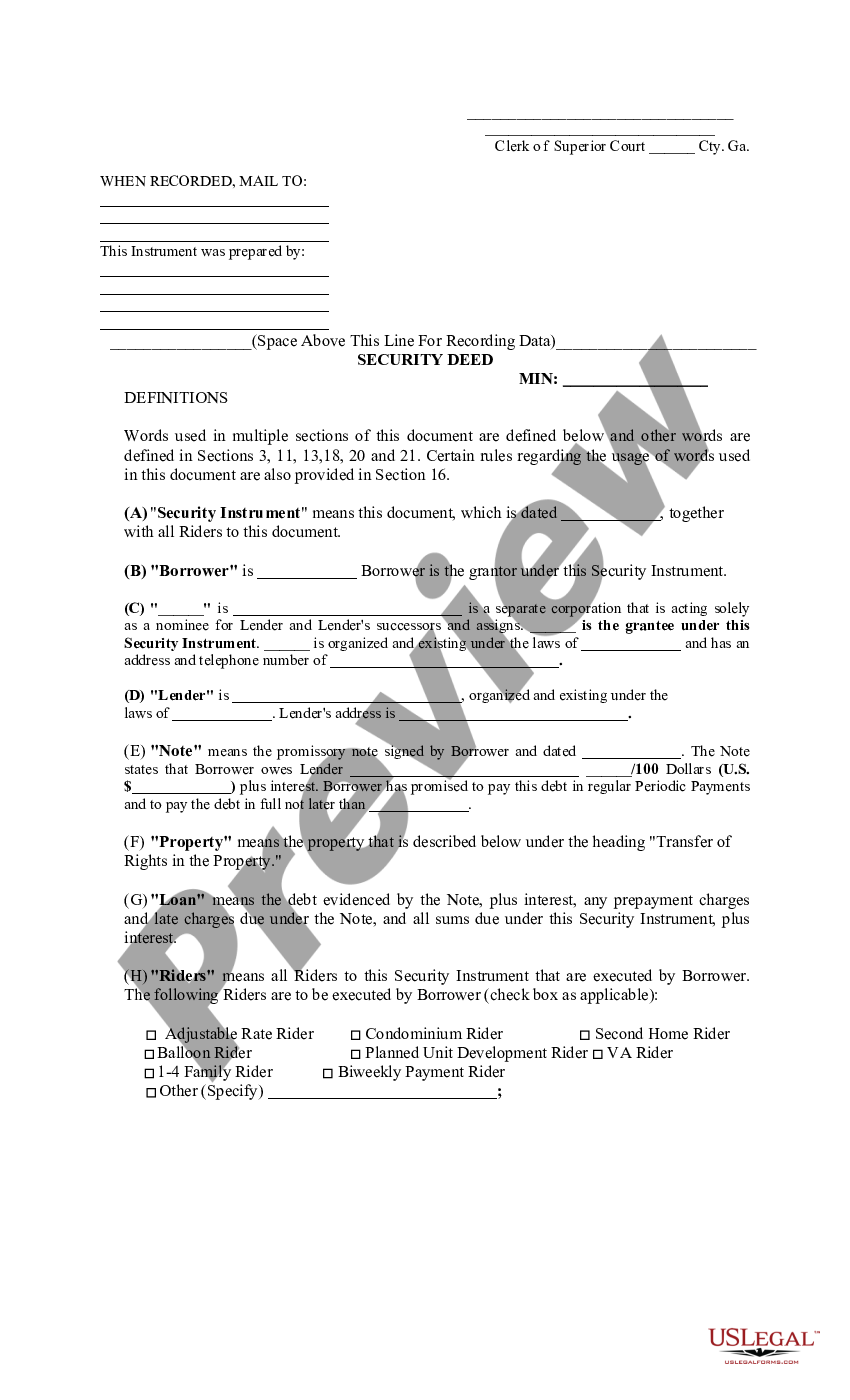 Georgia Security Deed | US Legal Forms