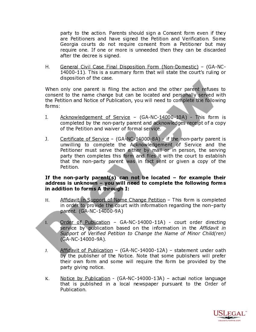 Preview Georgia Name Change Instructions and Forms Package for a Family