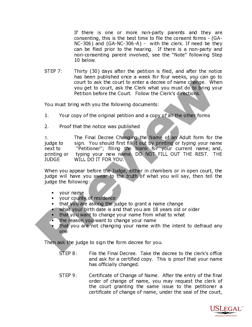 Preview Georgia Name Change Instructions and Forms Package for a Family