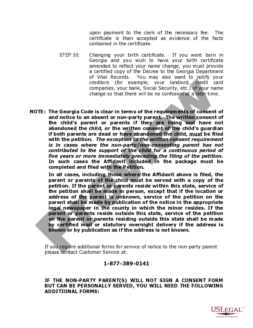 Preview Georgia Name Change Instructions and Forms Package for a Family