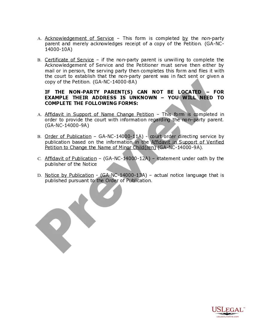 Preview Georgia Name Change Instructions and Forms Package for a Family