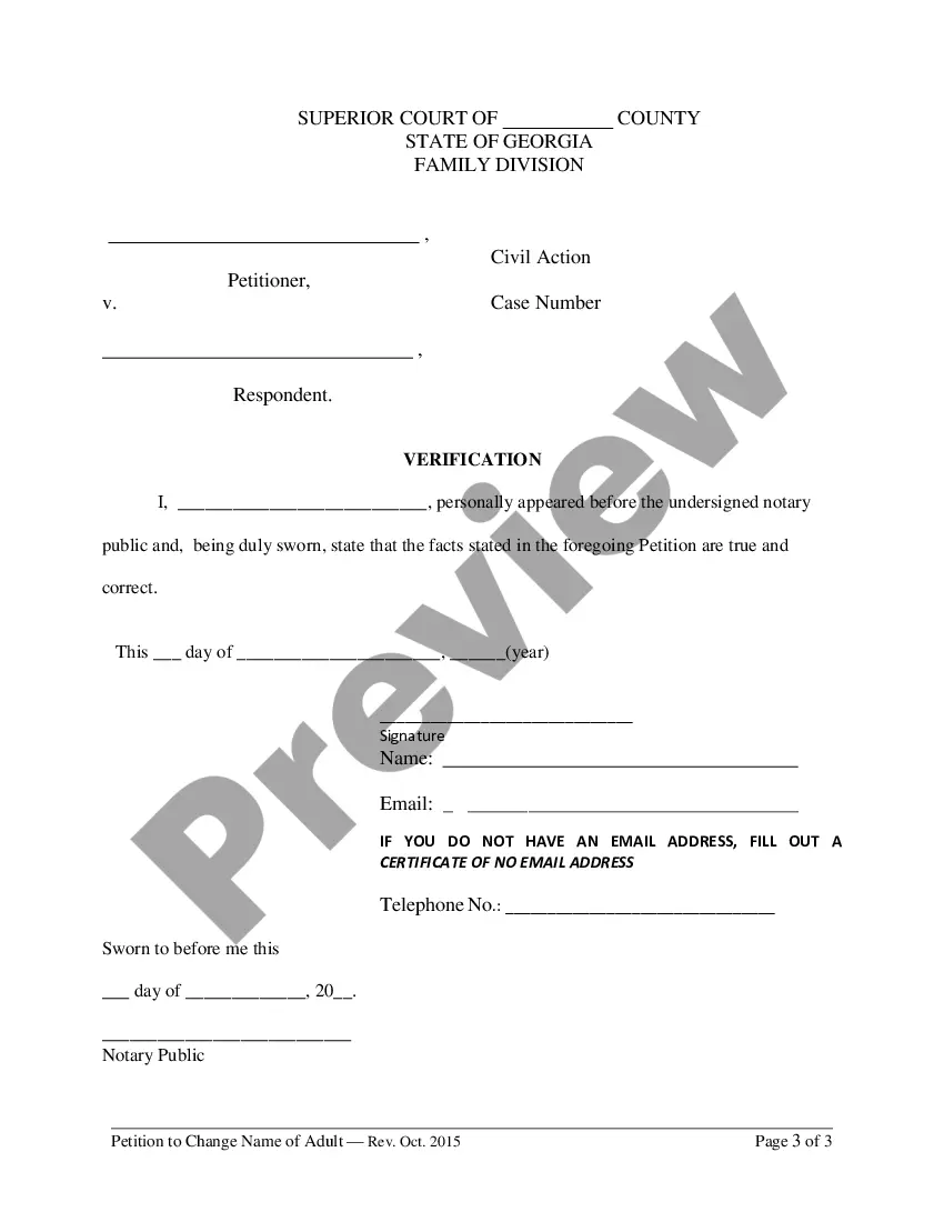 Preview Petition For Change of Name for Adult