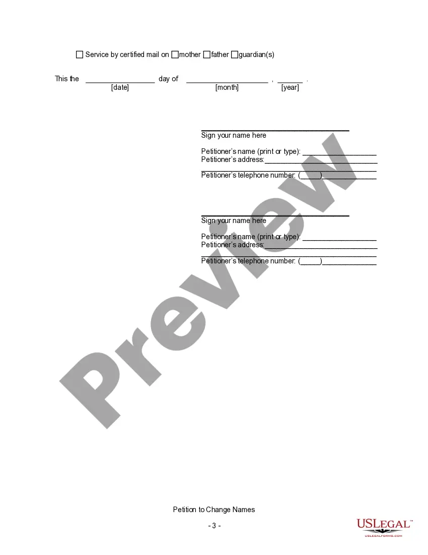 Preview Petition to Change Names for Family