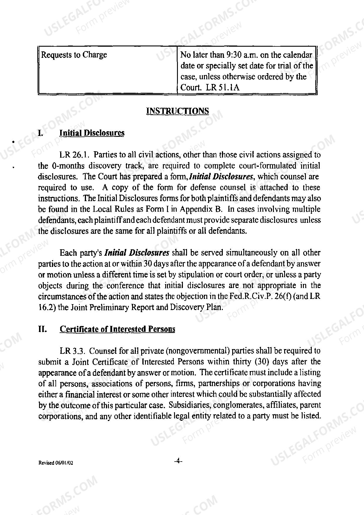 Instructions Regarding Pretrial Proceedings Northern District Of