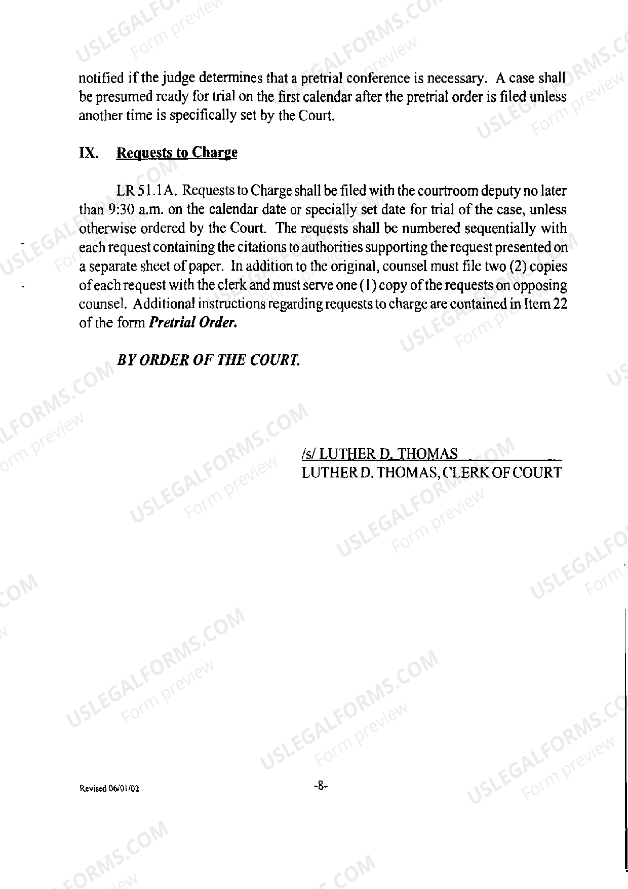 Instructions Regarding Pretrial Proceedings - Northern District of Georgia  | US Legal Forms