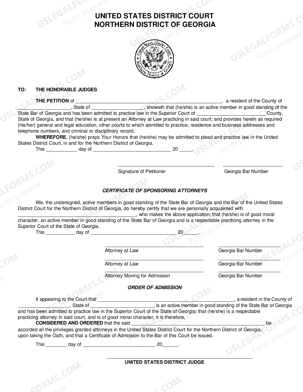 Preview Attorney Admission Application