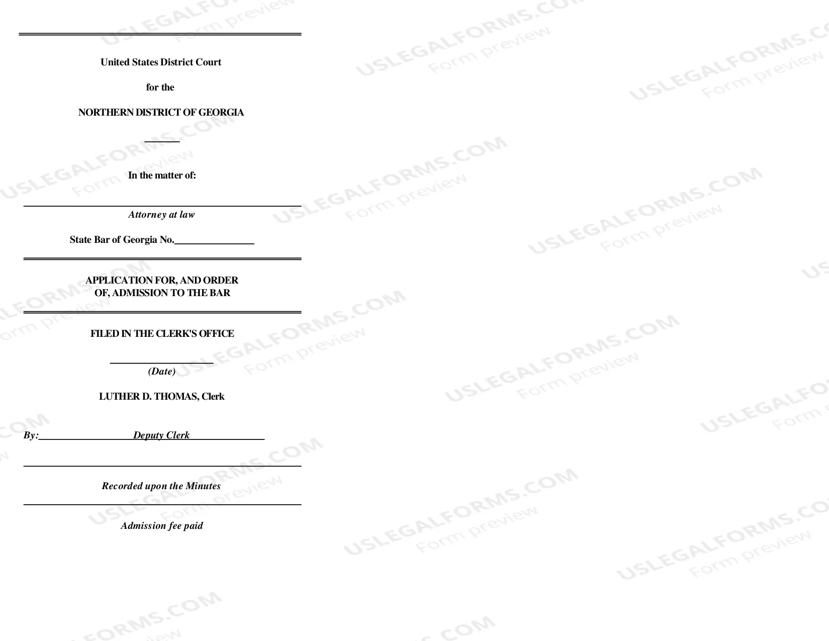 Preview Attorney Admission Application