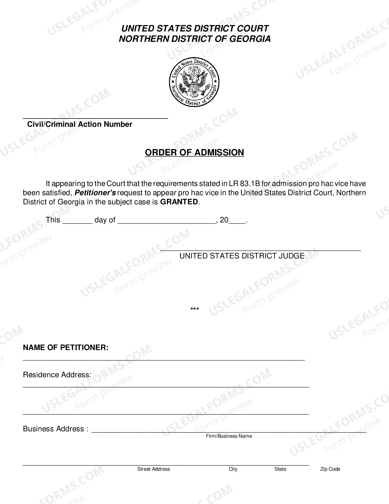 Preview Application for Admission Pro Hac Vice