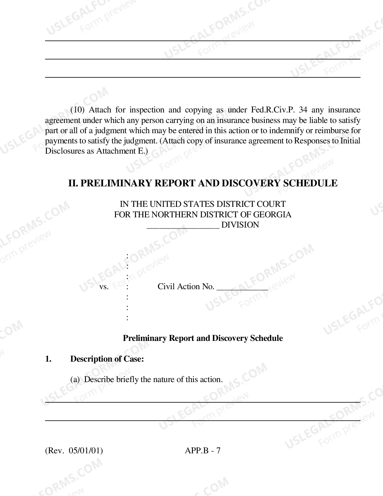 Preview Documents Required to be Filed in Civil Cases Pending in the United States District Court, Northern District of Georgia