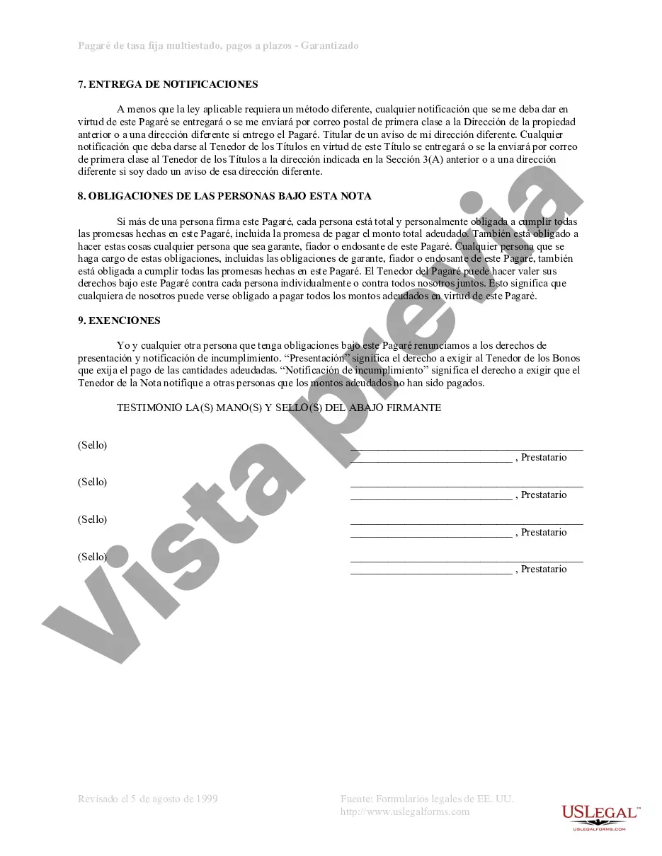 Preview Pagaré de pago a plazos no garantizado de Georgia para tasa fija