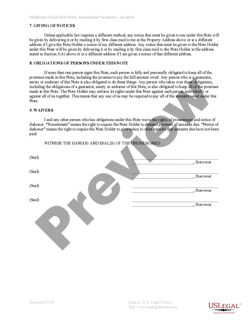 Preview Georgia Unsecured Installment Payment Promissory Note for Fixed Rate