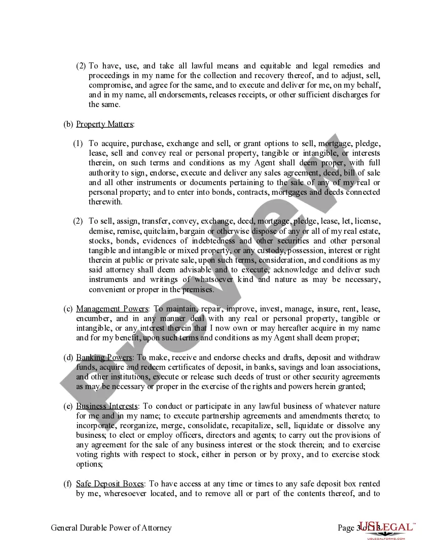 Preview General Durable Power of Attorney for Property and Finances or Financial Effective upon Disability