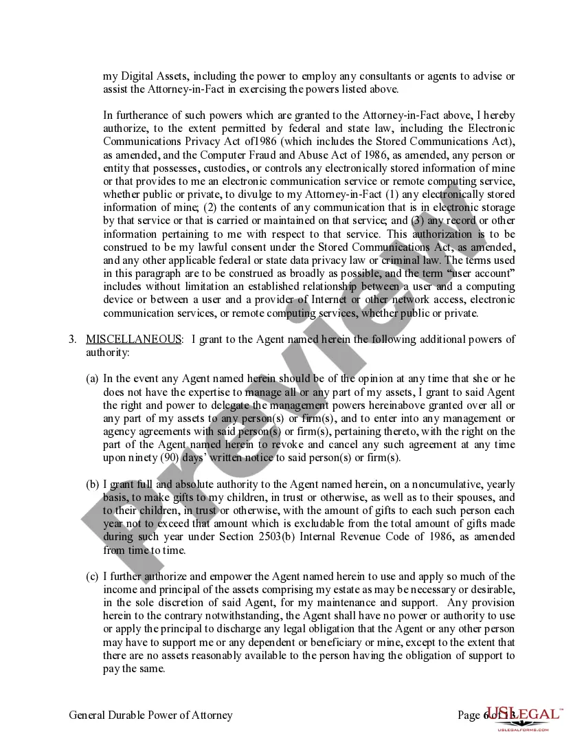 Preview General Durable Power of Attorney for Property and Finances or Financial Effective upon Disability