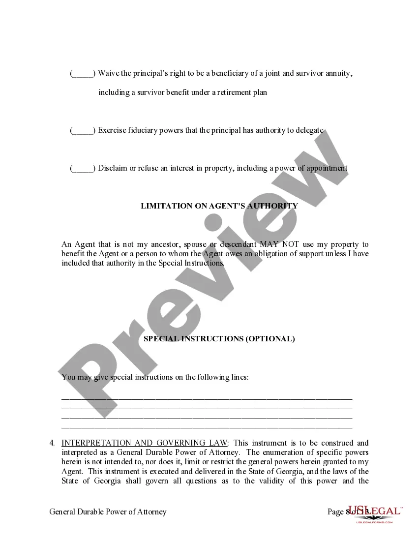 Preview General Durable Power of Attorney for Property and Finances or Financial Effective upon Disability