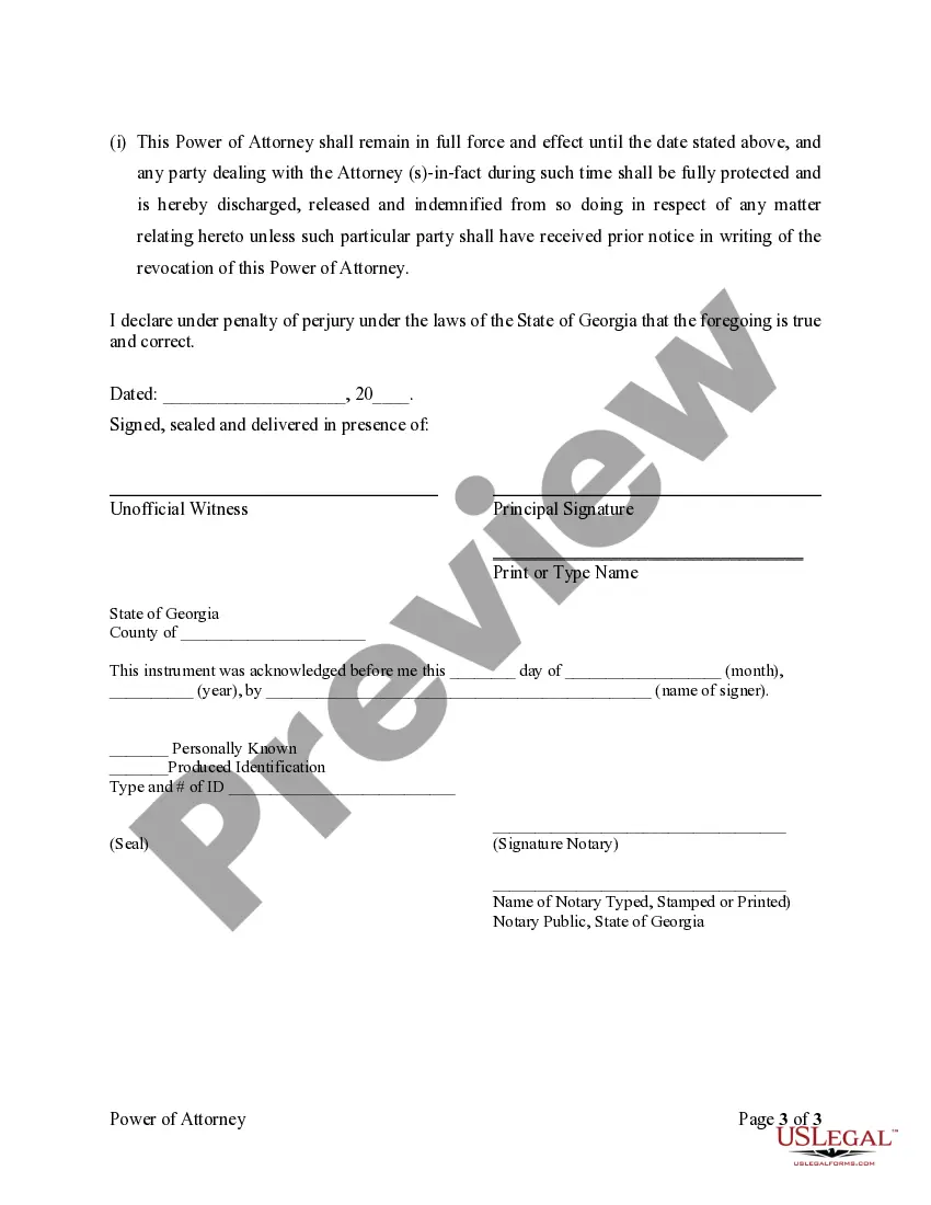 Preview Power of Attorney for Care and Custody of Child or Children