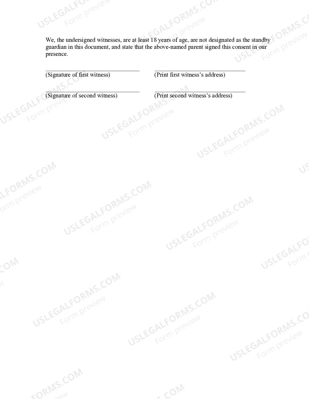 Preview Designation of Standby Guardian