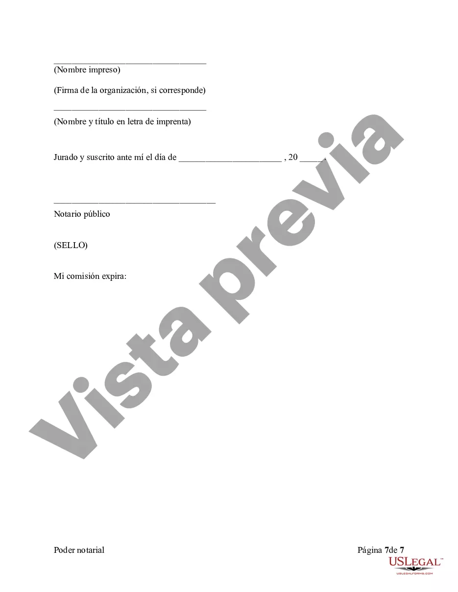 Preview Poder notarial para delegar el poder y la autoridad para el cuidado de un niño