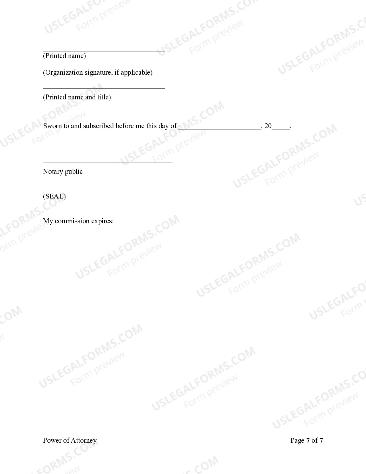 Preview Statutory Power of Attorney to delegate the power and authority for the care of a child