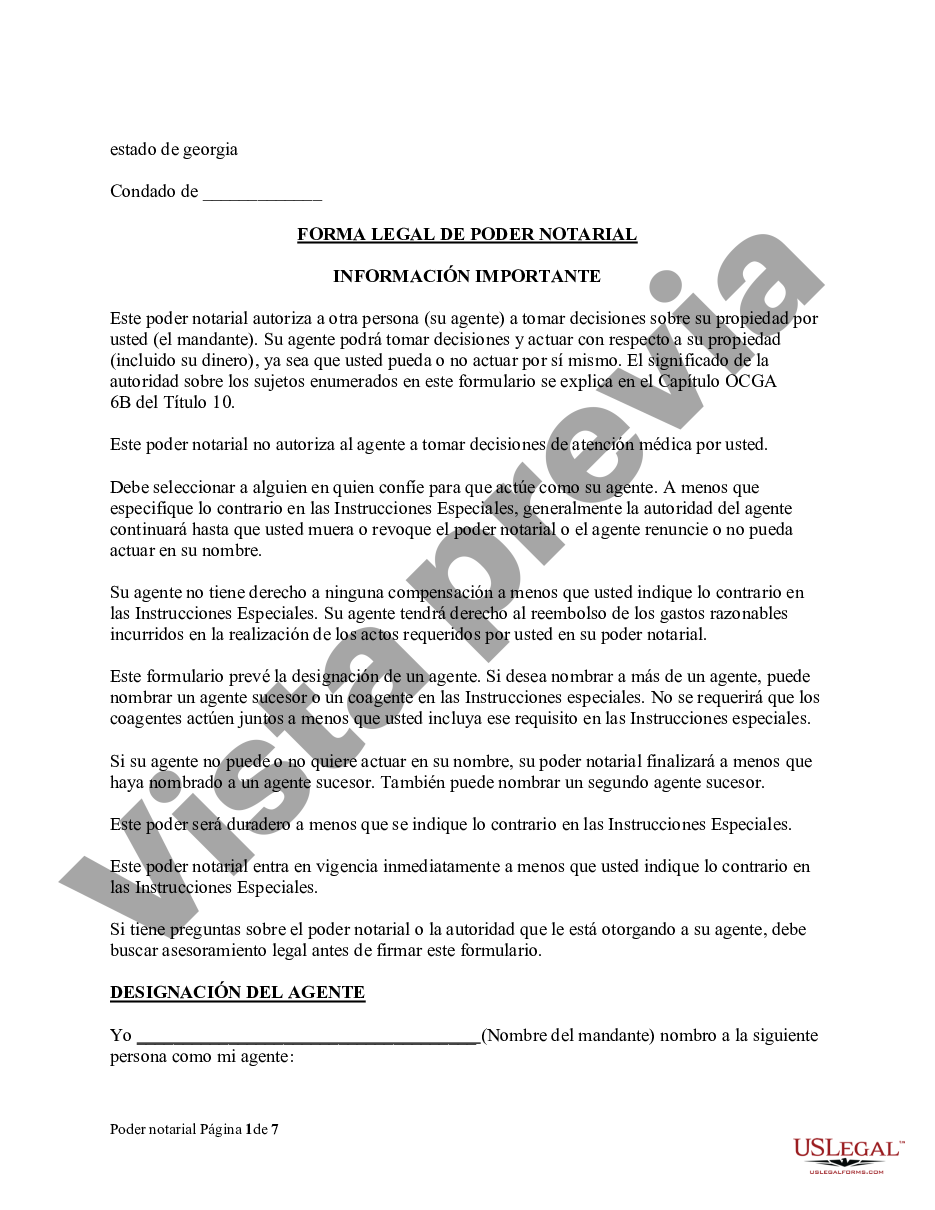 Abolished fit Settlers Savannah Georgia Poder General Estatutario con Disposiciones Duraderas | US  Legal Forms