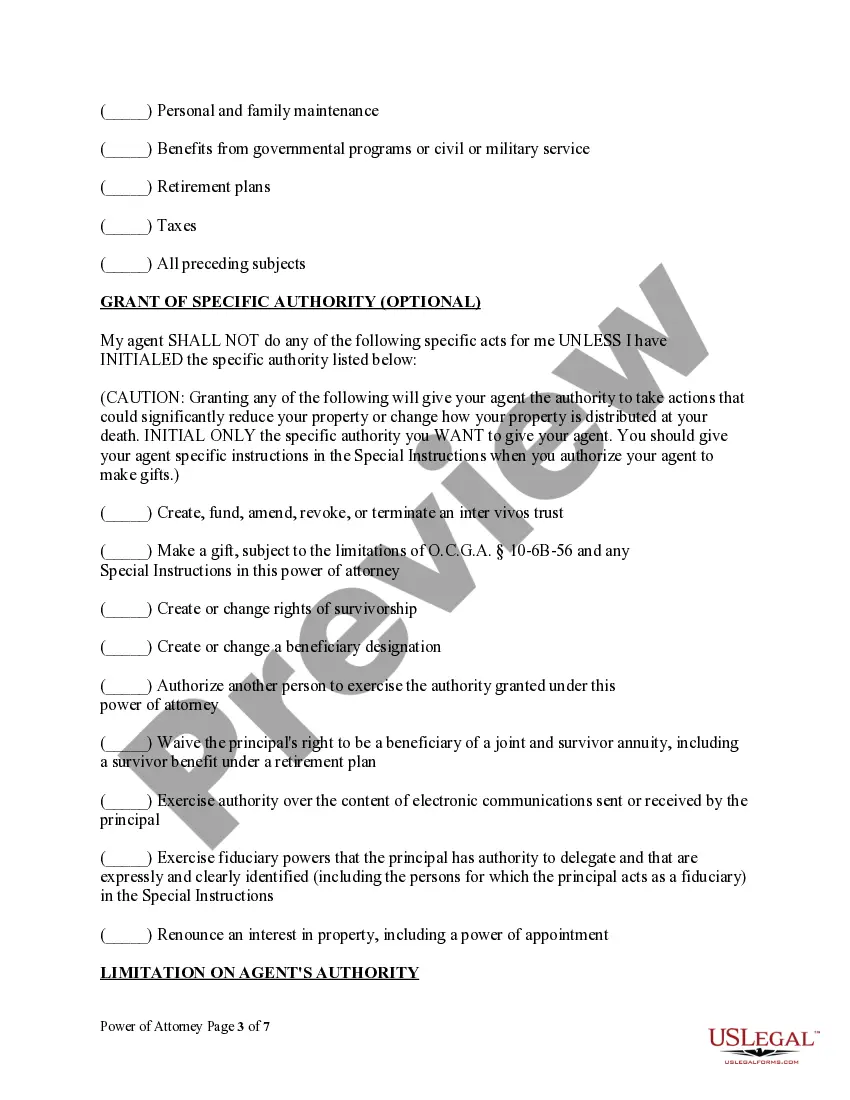 Preview Statutory General Power of Attorney with Durable Provisions - Financial Power of Attorney