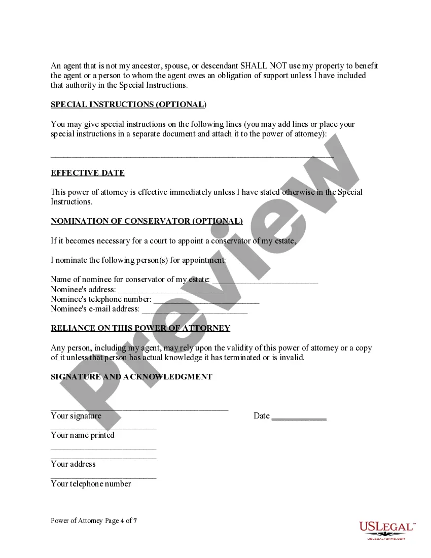 Preview Statutory General Power of Attorney with Durable Provisions - Financial Power of Attorney