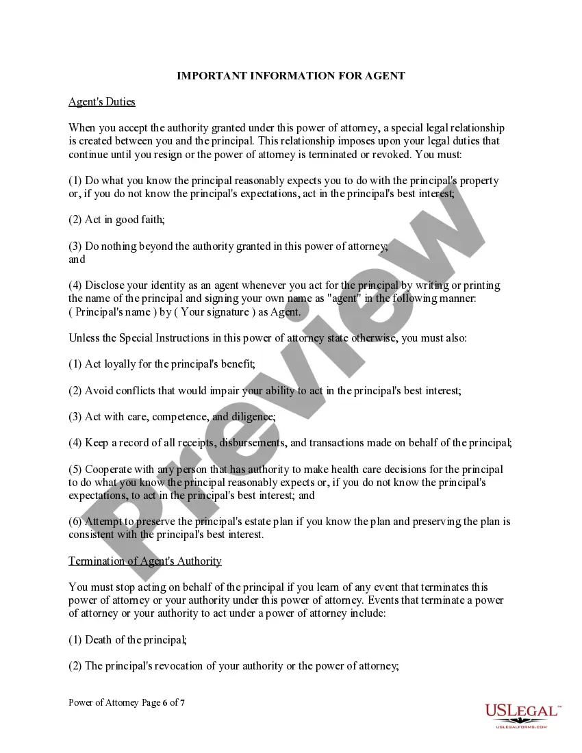 Preview Statutory General Power of Attorney with Durable Provisions - Financial Power of Attorney