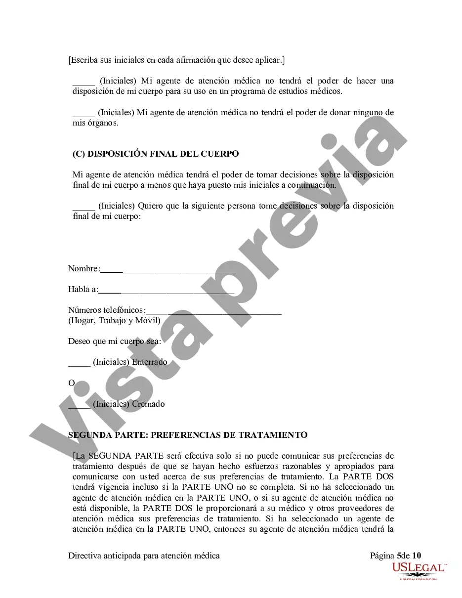 Preview Directiva anticipada legal para la atención médica