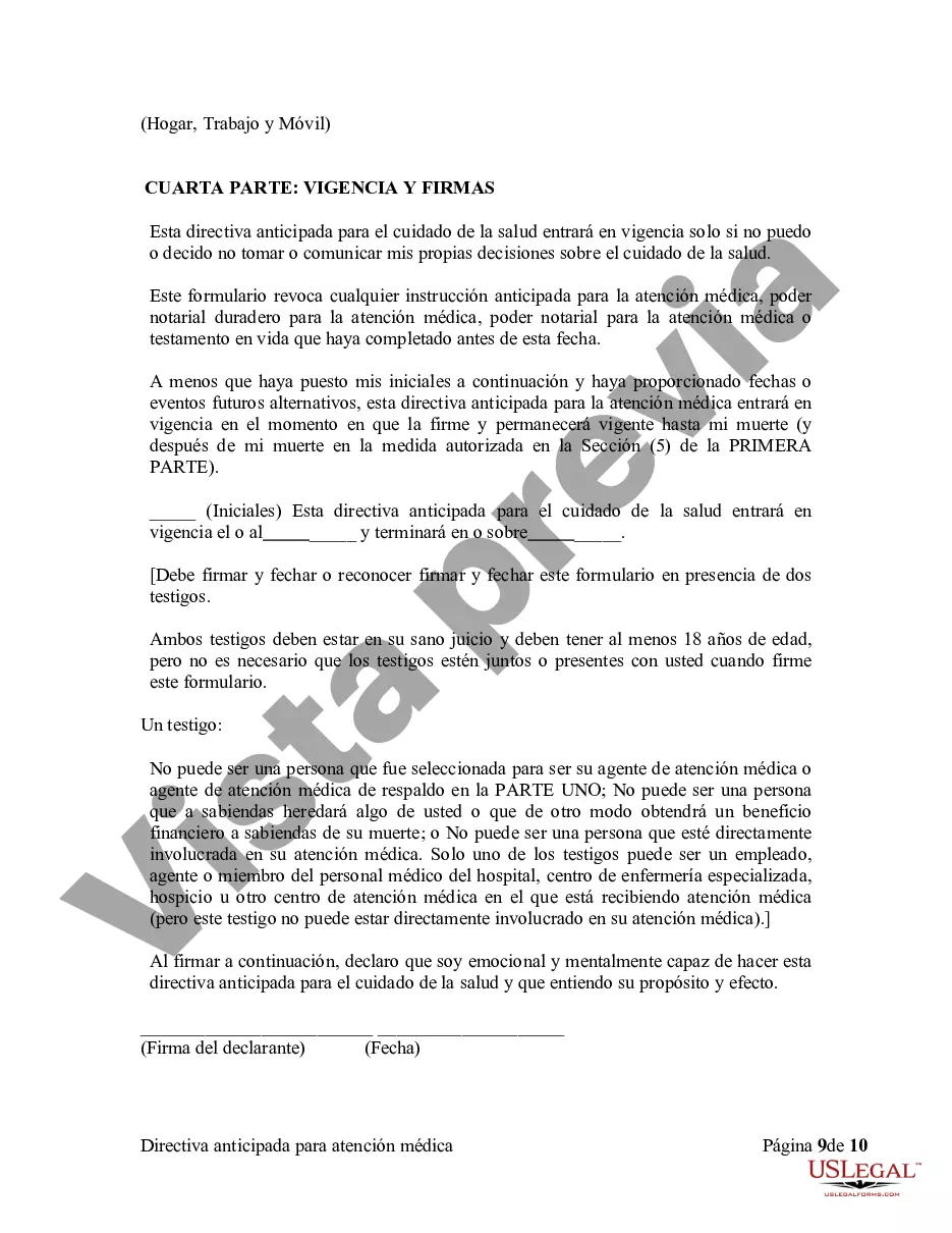 Preview Directiva anticipada legal para la atención médica