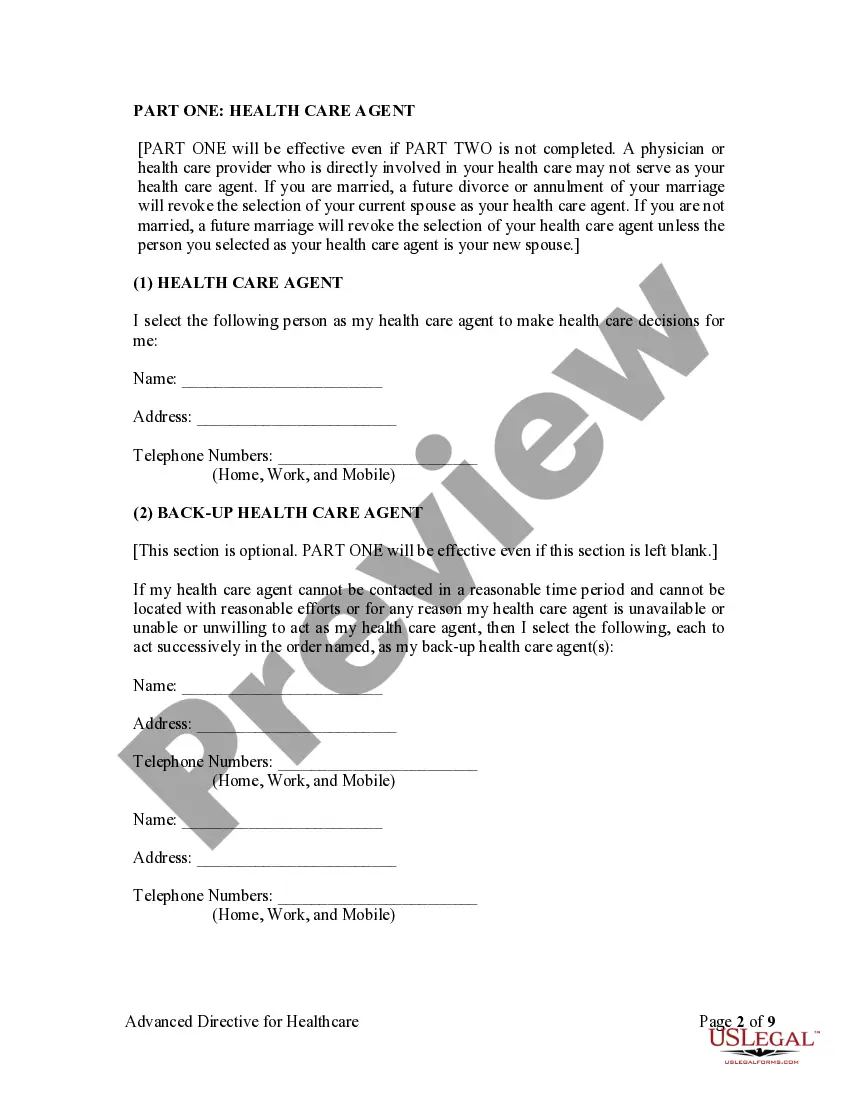 Preview Statutory Advance Directive for Healthcare