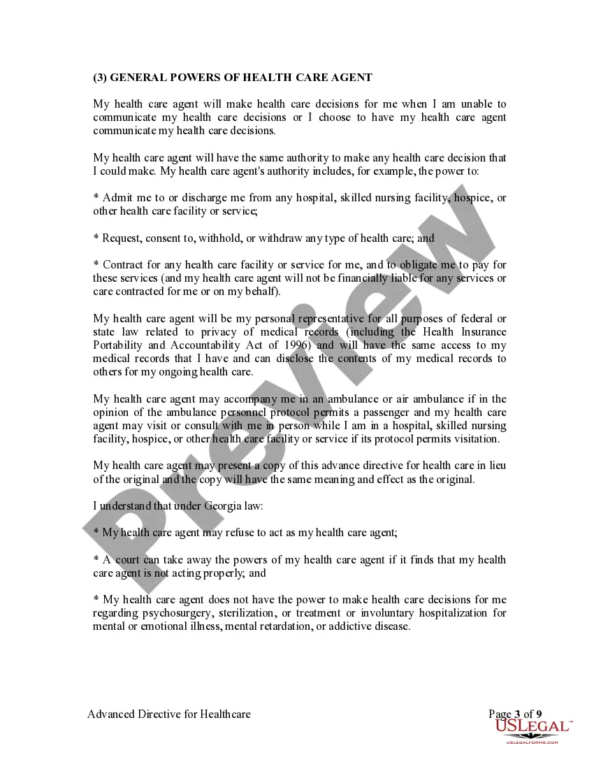 Preview Statutory Advance Directive for Healthcare