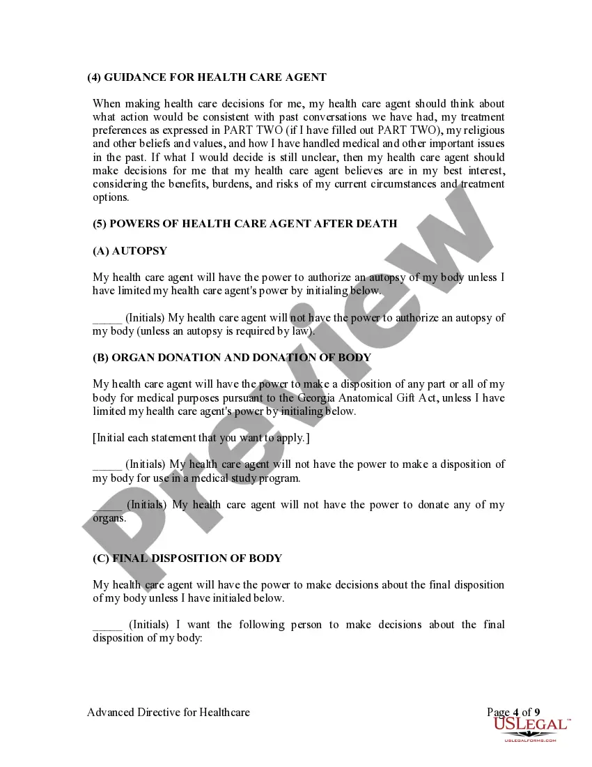 Preview Statutory Advance Directive for Healthcare