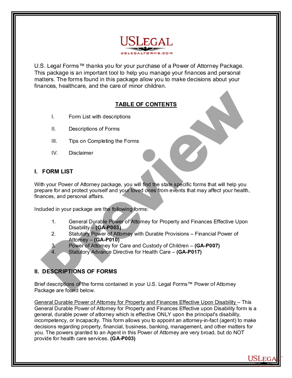 page 1 Power of Attorney Forms Package preview